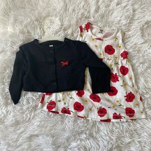 Floral Kids Dress with Black Cardigan